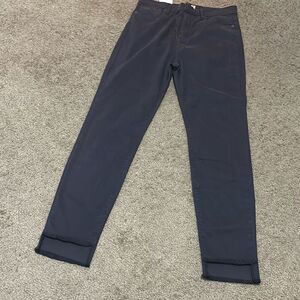 Felicite Women's 30 Step Hem Skinny Jeans Dark Blue Distressed Fringe New